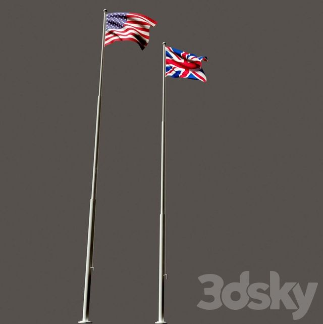 آبجکت پرچم آمریکا و انگلیس