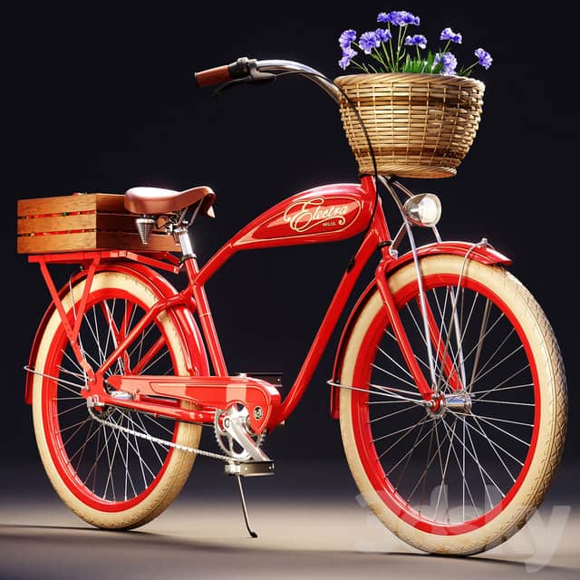 آبجکت دوچرخه با سبد گل