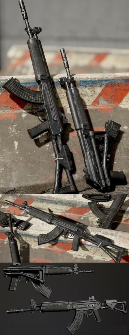 مدل سه بعدی اسلحه کلاشینکف،آبجکت اسلحه  تهاجمی AK-12 در تری دی مکس و ویری