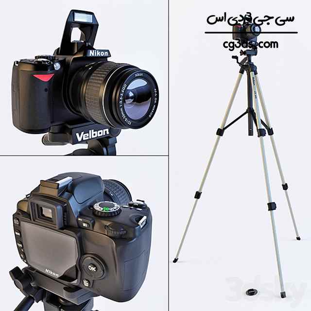 مدل سه بعدی دوربین عکاسی پایه دار 